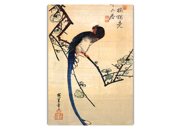 Blue Bird On A Plumtree By Hiroshige