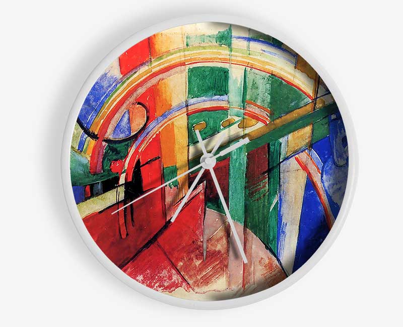 Franz Marc Blue Horse With Rainbow Clock - Wallart-Direct UK