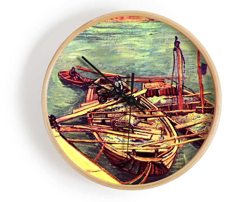 Van Gogh Boats With Sand Clock - Wallart-Direct UK