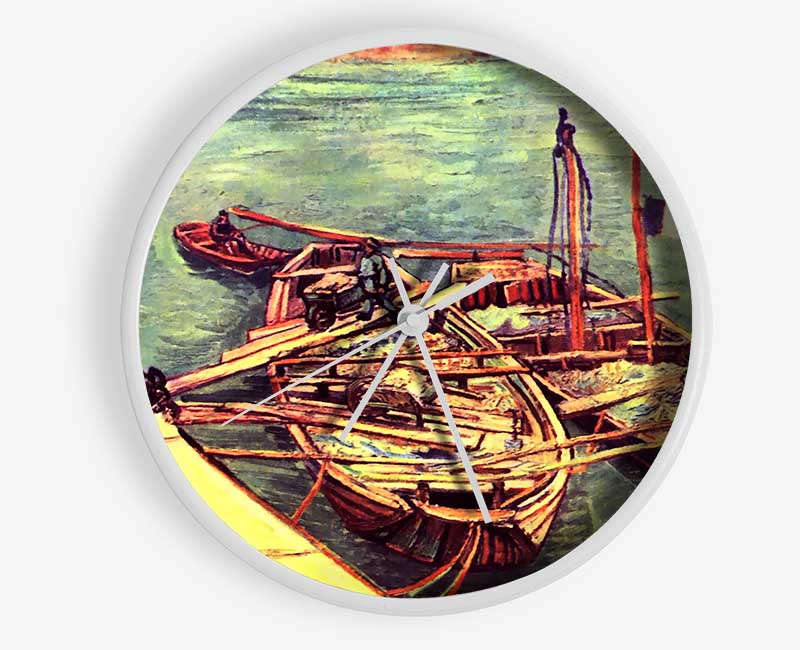 Van Gogh Boats With Sand Clock - Wallart-Direct UK