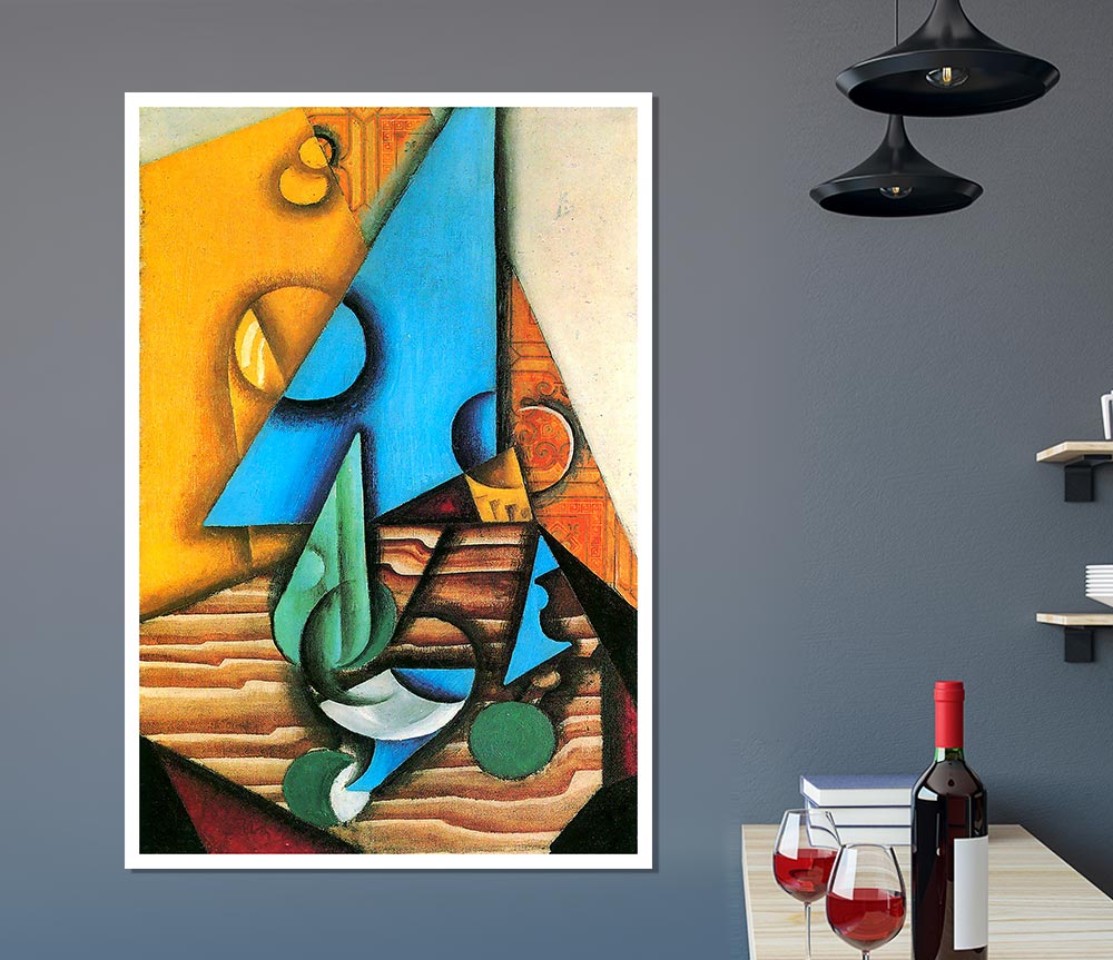 Juan Gris Bottle And Glass On A Table Print Poster Wall Art