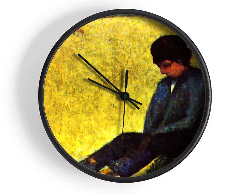 Seurat Boy Sitting On A Lawn Clock - Wallart-Direct UK