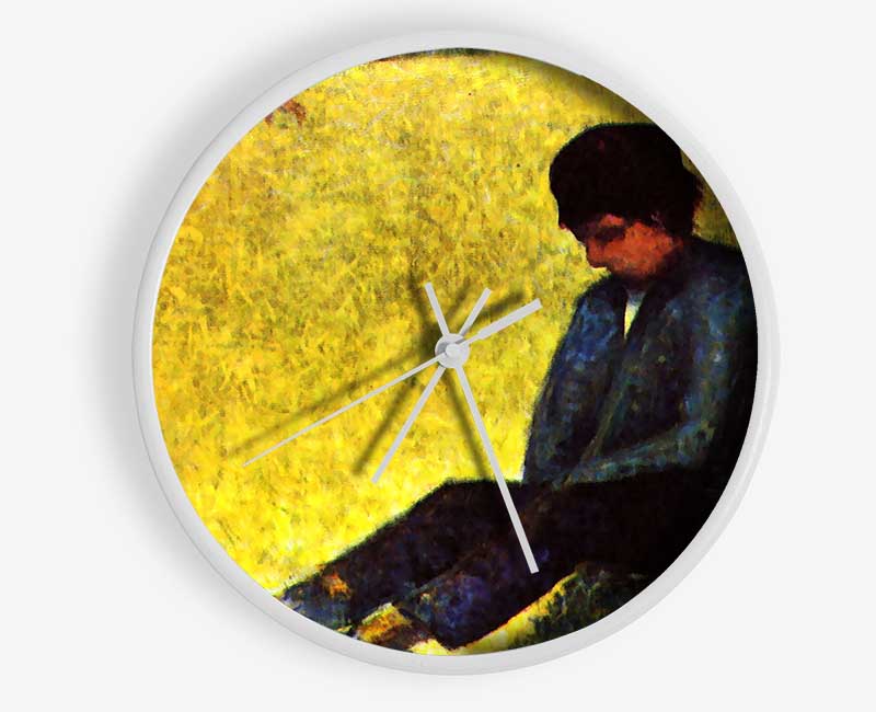 Seurat Boy Sitting On A Lawn Clock - Wallart-Direct UK