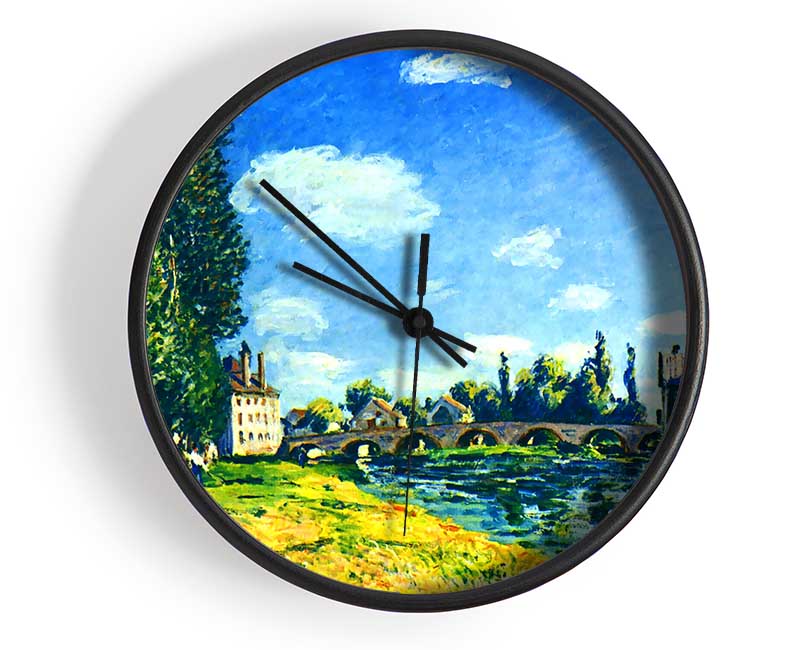 Sisley Bridge Of Moret In Summer Clock - Wallart-Direct UK