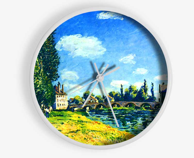 Sisley Bridge Of Moret In Summer Clock - Wallart-Direct UK