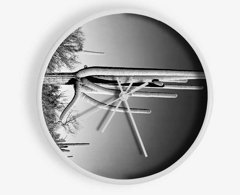 Ansel Adams Cactus In Saguaro National Monument In Arizona Clock - Wallart-Direct UK