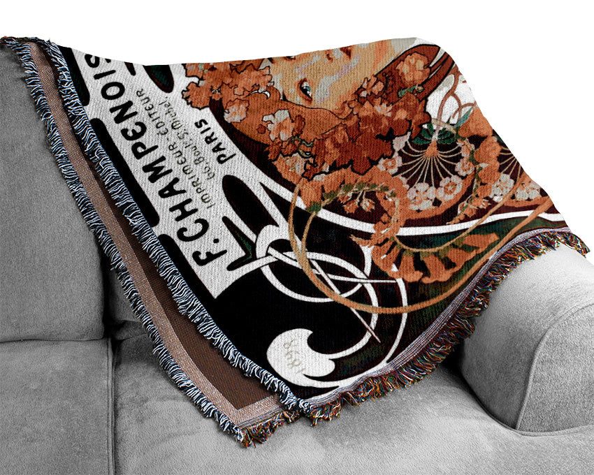 Alphonse Mucha Champenois Woven Blanket