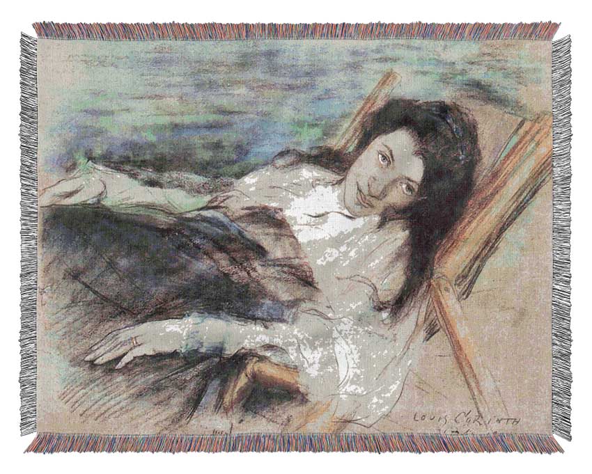 Charlotte Berend On A Stool By Lovis Corinth Woven Blanket