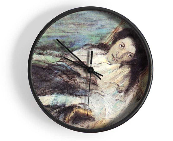 Charlotte Berend On A Stool By Lovis Corinth Clock - Wallart-Direct UK