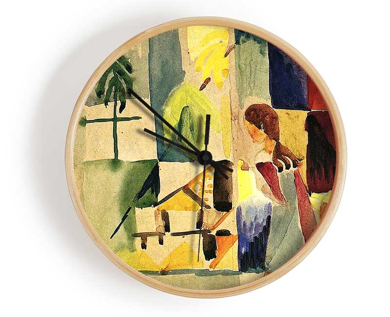 August Macke Children At The Vegetable Shop 2 Clock - Wallart-Direct UK