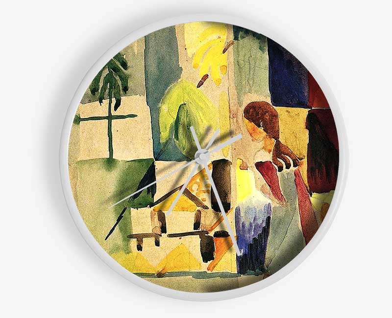 August Macke Children At The Vegetable Shop 2 Clock - Wallart-Direct UK