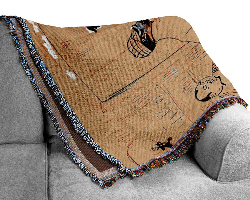 Toulouse Lautrec Chocolat Dance Woven Blanket