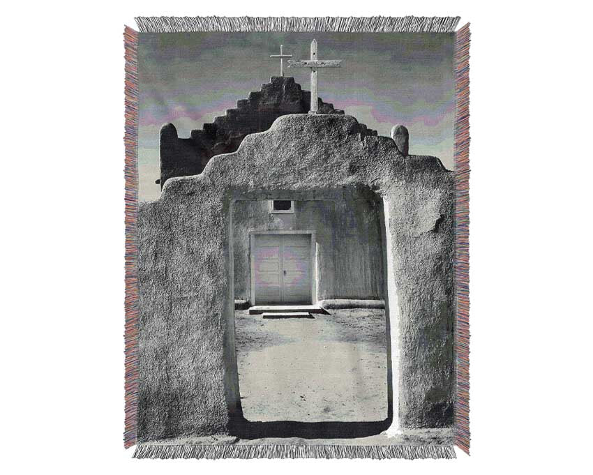 Ansel Adams Church Intaos Pueblo New Mexico Woven Blanket