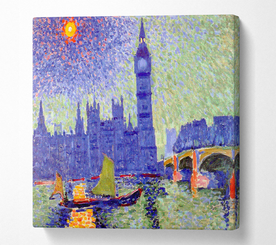 A Square Canvas Print Showing Claude Monet Thames Square Wall Art