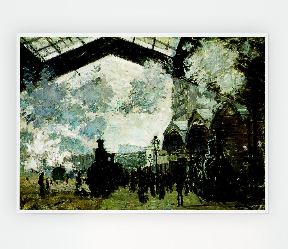 Claude Monet The Saint Lazare Station Print Poster Wall Art