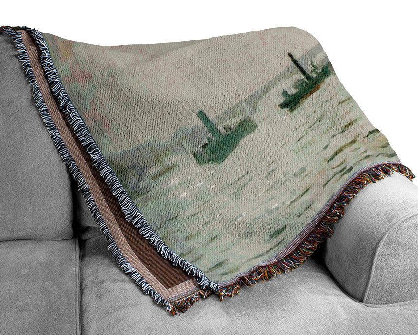 Claude Monet The Thames And The Houses Of Parliament Woven Blanket