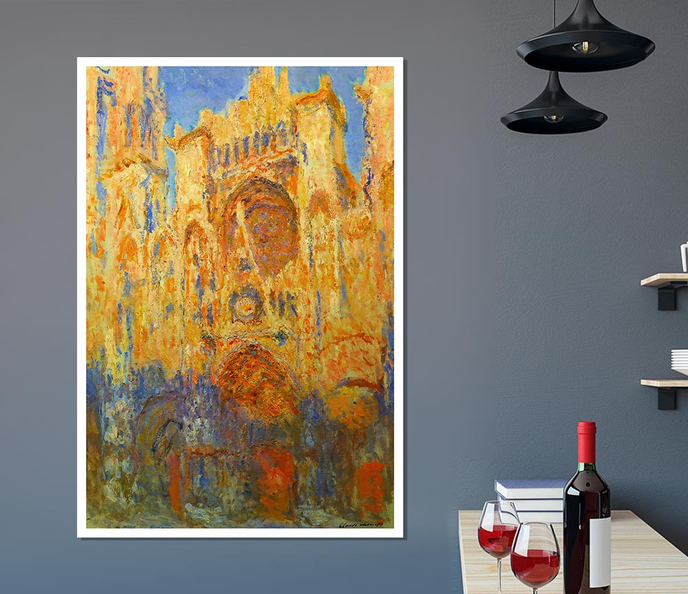 Claude Monet Rouen Cathedral Facade At Sunset Print Poster Wall Art