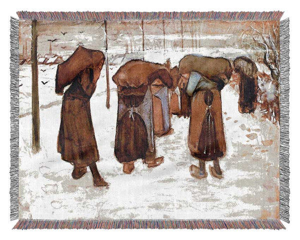 Van Gogh Coal Bearing Women Woven Blanket