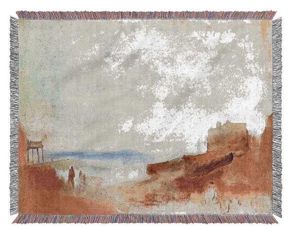 Joseph Mallord Turner Coastal Scene With Buildings Woven Blanket