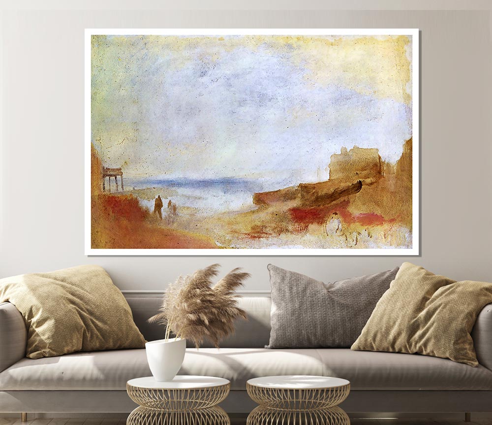 Joseph Mallord Turner Coastal Scene With Buildings Print Poster Wall Art