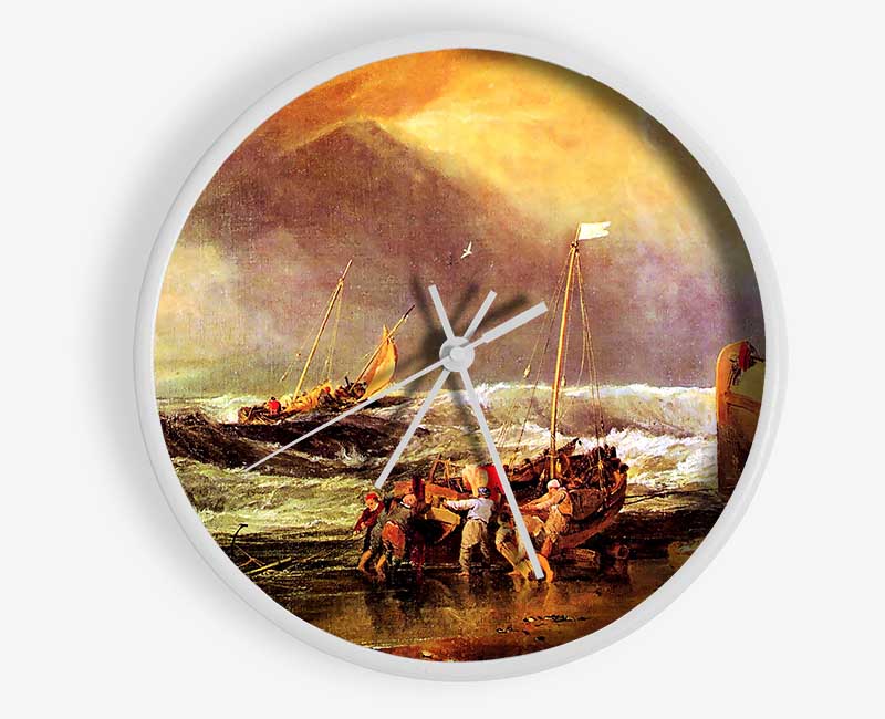 Joseph Mallord Turner Coastal Scene With Fishermen Clock - Wallart-Direct UK