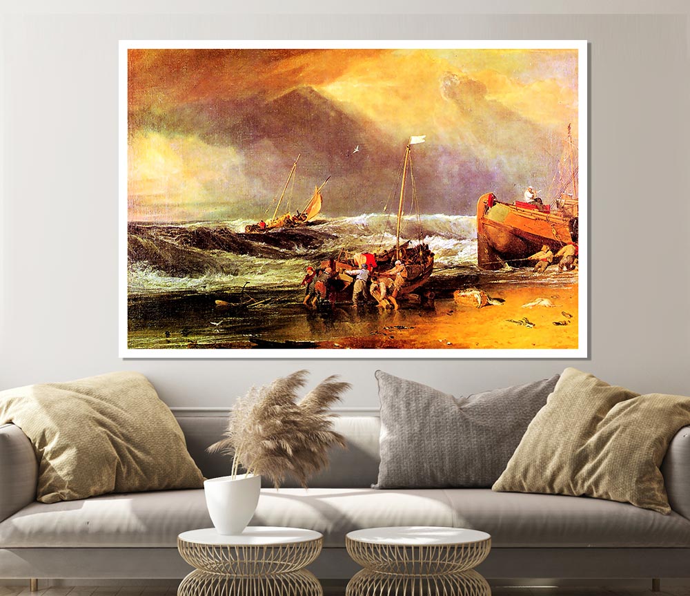 Joseph Mallord Turner Coastal Scene With Fishermen Print Poster Wall Art