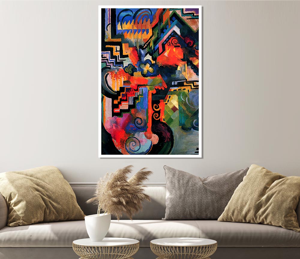 August Macke Coloured Composition Hommage To Sebastin Johann Bach Print Poster Wall Art