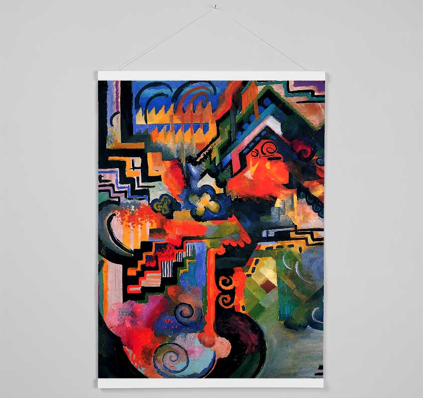 August Macke Coloured Composition Hommage To Sebastin Johann Bach Hanging Poster - Wallart-Direct UK