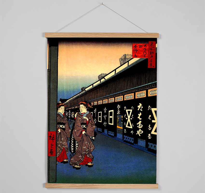 Hiroshige Cotton Goods Lane Hanging Poster - Wallart-Direct UK