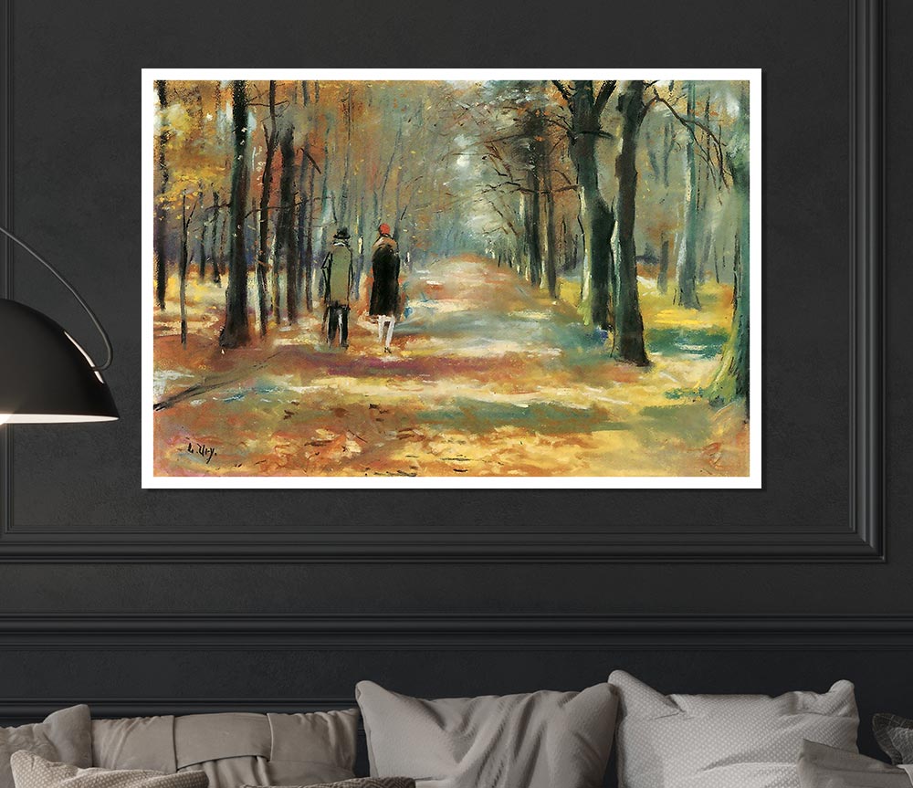 Lesser Ury Couple Walking In The Woods Print Poster Wall Art