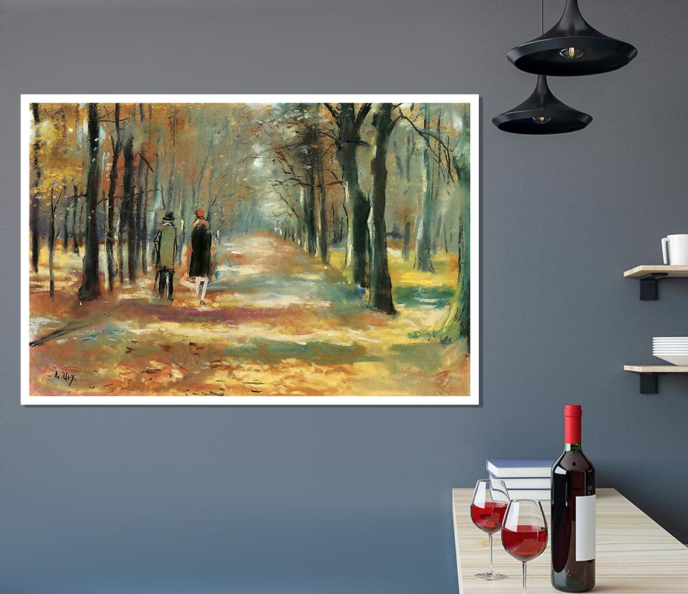 Lesser Ury Couple Walking In The Woods Print Poster Wall Art