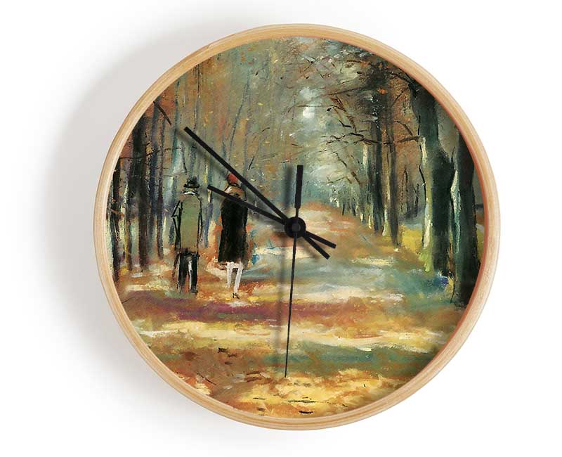 Lesser Ury Couple Walking In The Woods Clock - Wallart-Direct UK