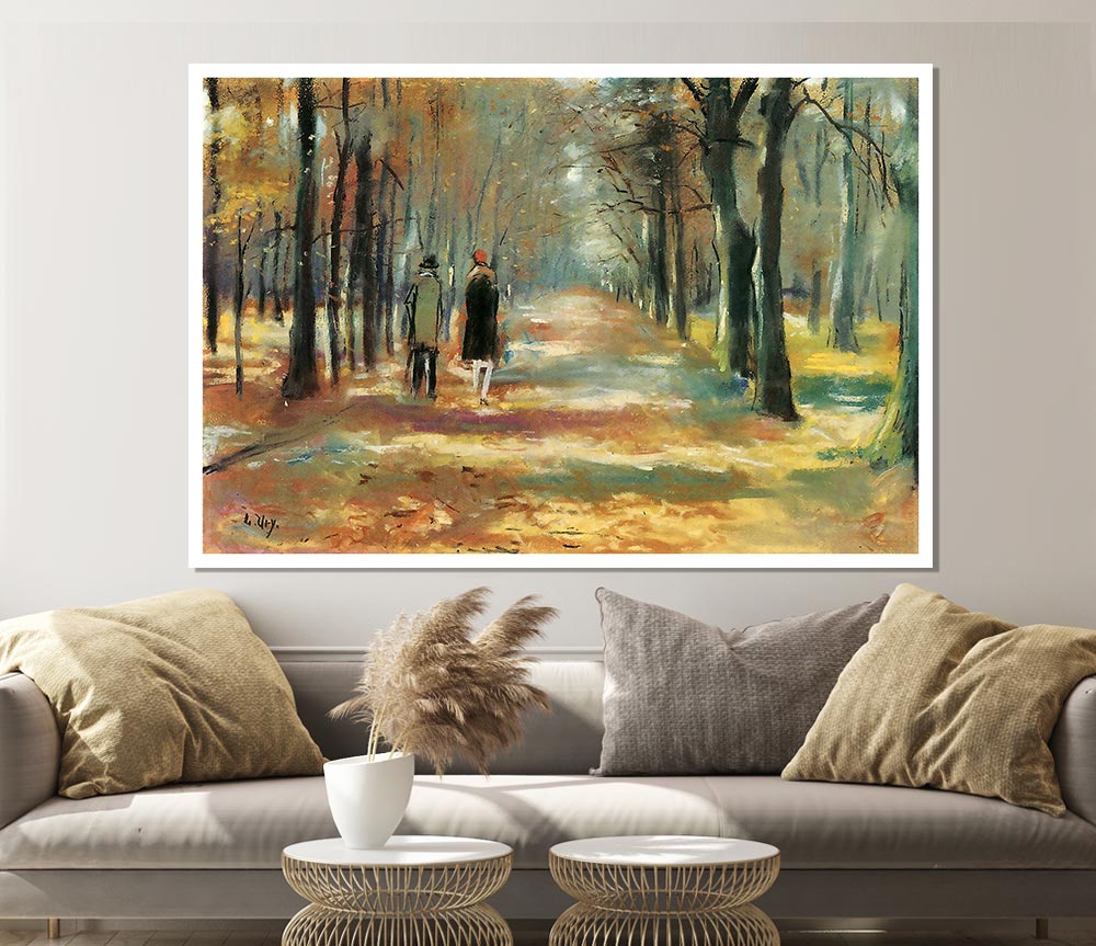 Lesser Ury Couple Walking In The Woods Print Poster Wall Art