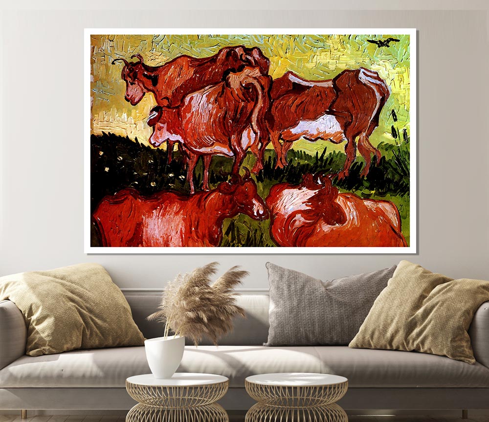 Van Gogh Cows After Jordaens Print Poster Wall Art