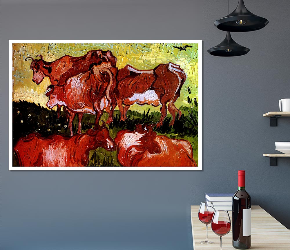 Van Gogh Cows After Jordaens Print Poster Wall Art