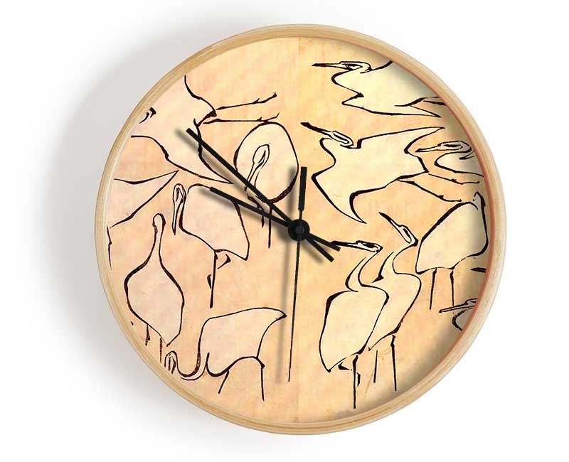 Hokusai Cranes Clock - Wallart-Direct UK