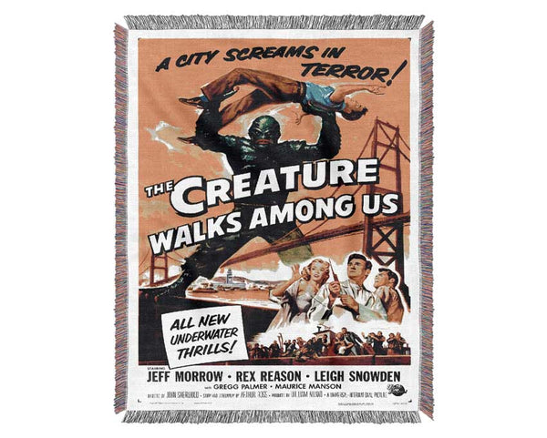 Creature Walks Among Us Poster 1 Woven Blanket