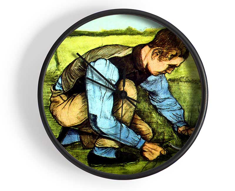 Van Gogh Cutting Grass Clock - Wallart-Direct UK