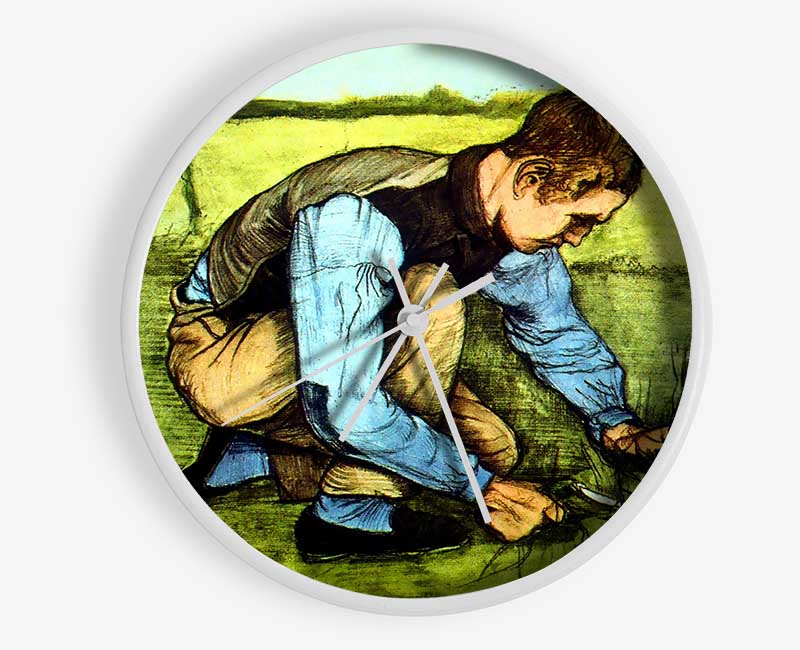 Van Gogh Cutting Grass Clock - Wallart-Direct UK