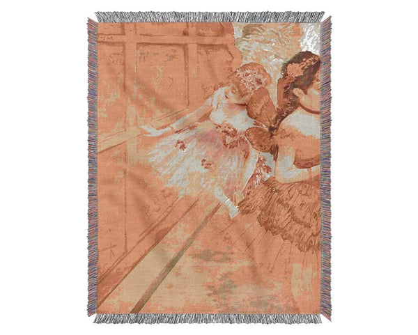 Degas Dancers Behind A Backdrop Woven Blanket