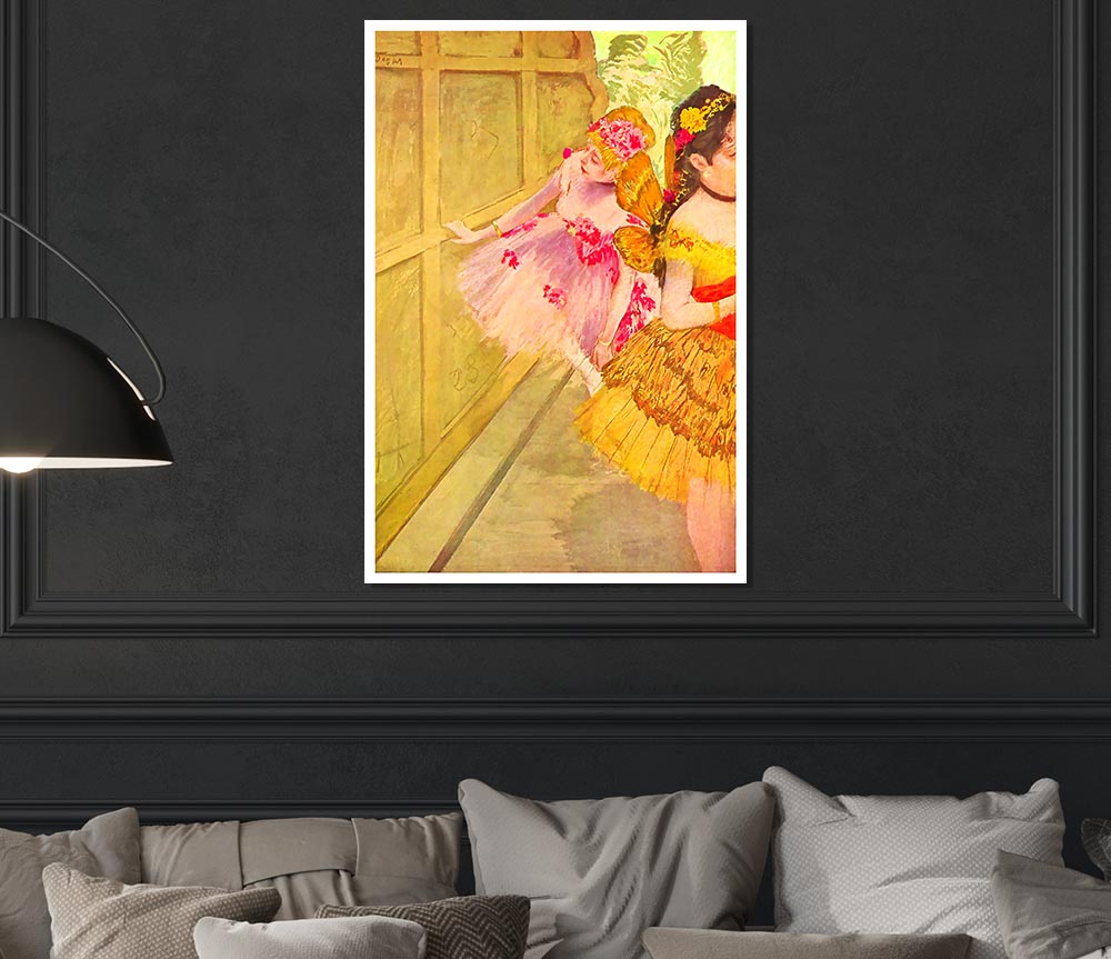 Degas Dancers Behind A Backdrop Print Poster Wall Art