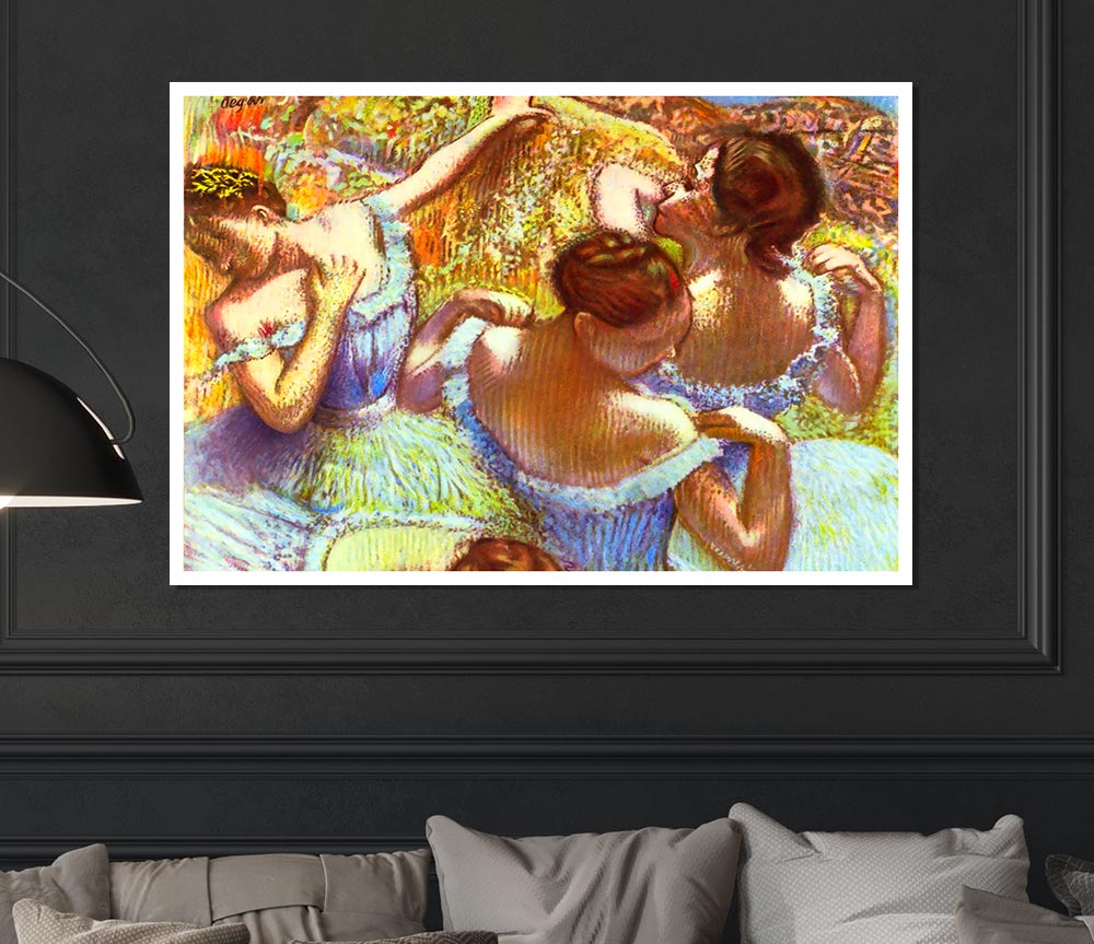 Degas Dancers In Blue Print Poster Wall Art