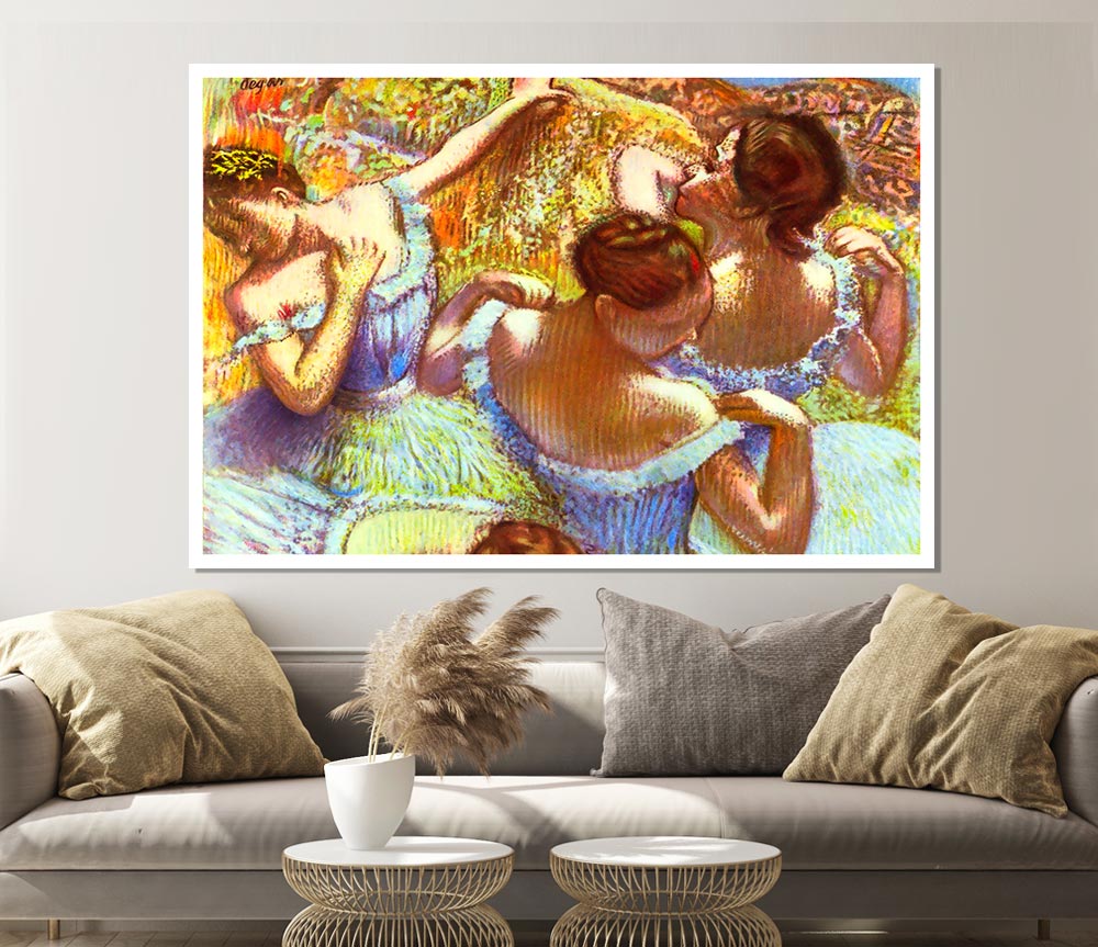 Degas Dancers In Blue Print Poster Wall Art