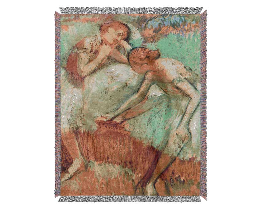 Degas Dancers In Green Woven Blanket