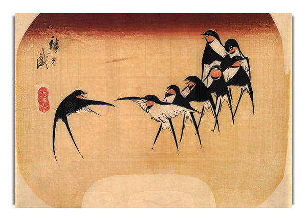 Dancing Swallows By Hiroshige