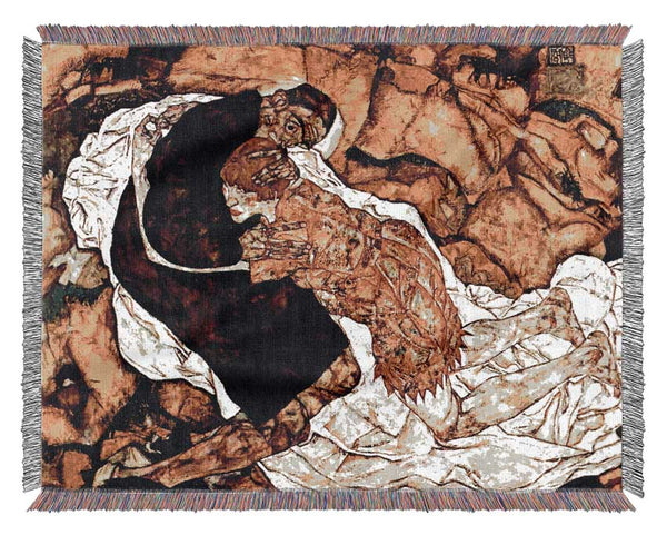 Schiele Death And The Woman Woven Blanket