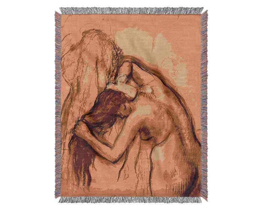 Degas Woman Drying Herself Woven Blanket