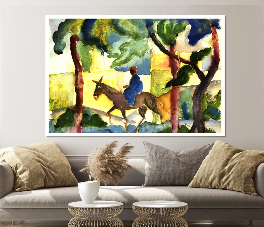 August Macke Donkey Rider Print Poster Wall Art