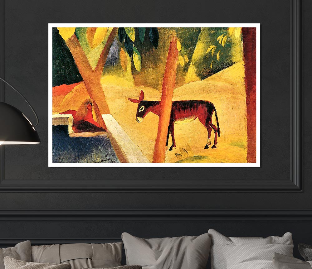 August Macke Donkeys In The Palms Print Poster Wall Art