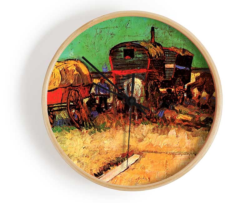 Van Gogh Encampment Of Gypsies With Caravans Clock - Wallart-Direct UK